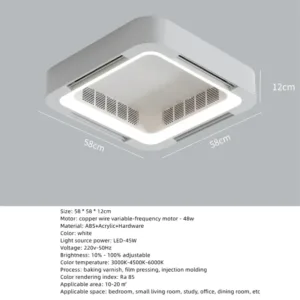 Lampe Ventilateur de Plafond Sans Lame LED –  Design Exclusif Moderne & Silencieux – Télécommande – 58cm – HomeLover – Image 14