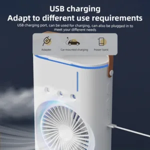 Ventilateur Xiaomi Youpin Spray – Refroidisseur d’air Portable Double Tête avec Télécommande et 3 Vitesses – Brumisateur Silencieux USB Liv. gratuit – Image 5