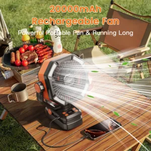 ColdSky – Ventilateur de Camping 20 000mAh avec Double Moteur, LED, Télécommande Liv. gratuit – Image 4