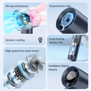 Mini Ventilateur Portable 100 Vitesses – USB Rechargeable, Refroidissement par Glace, Support Téléphone, Silencieux Env. gratuit – Image 4