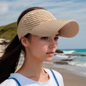 Chapeau de Soleil Respirant Femme – Casquette Tricotée Élastique à Large Bord, Anti-UV, Été Plage et Sports rapide de Plein Air – Image 6