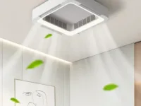 Lampe Ventilateur de plafond sans pales avec lumière LED dimmable, design moderne, silencieux et télécommande. Idéal pour chambre, salon ou bureau.