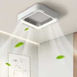 Lampe Ventilateur de plafond sans pales avec lumière LED dimmable, design moderne, silencieux et télécommande. Idéal pour chambre, salon ou bureau.