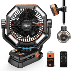  Découvrez le ventilateur de camping ColdSky avec batterie 20 000mAh, double moteur silencieux, affichage LED et télécommande. Idéal pour les sorties en plein air, camping, bureau et coupures de courant. Autonomie jusqu'à 50h.