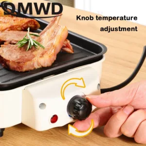 Barbecue électrique sans fumée DMWD 220V – Gril rotatif Teppanyaki 1500W avec plaque antiadhésive, brochettes, rôtissoire et collecteur d’huile amovible Liv. gratuit – Image 5