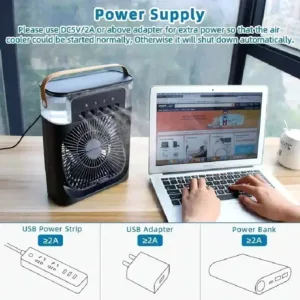 Humidificateur Ventilateur USB 3-en-1 | Refroidisseur d'air rapide LED 7 couleurs – Maison & Bureau – Image 18