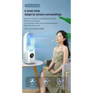 Refroidisseur d'air USB Portable Sans Lame - Ventilateur Silencieux 6 Vitesses avec Humidificateur et Minuterie Env. gratuit – Image 3