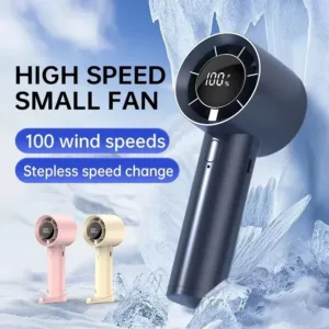 Mini Ventilateur Portable 100 Vitesses – USB Rechargeable, Refroidissement par Glace, Support Téléphone, Silencieux Env. gratuit – Image 3