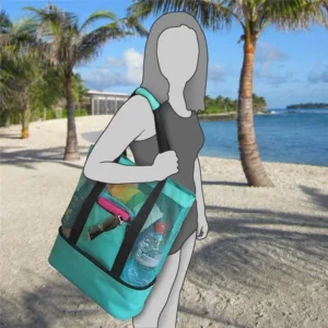 Grand Sac Isotherme de Plage en Maille – Sac Fourre-Tout avec Compartiment Glacière, Pique-Nique, Camping, 38x15x46 cm Exp. gratuit – Image 6