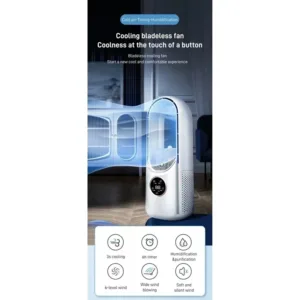Refroidisseur d'air USB Portable Sans Lame - Ventilateur Silencieux 6 Vitesses avec Humidificateur et Minuterie Env. gratuit – Image 2