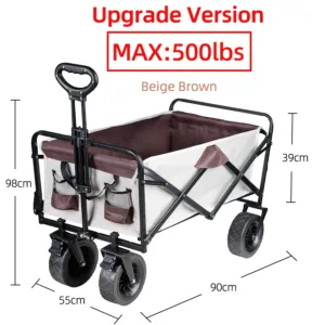 Chariot de Plage Utilitaire Pliable – Grande Capacité Robuste pour Jardin, Camping, Courses, Extérieur Déplacement rapide – Image 8