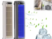 Climatiseur mural portable 3 vitesses ultra silencieux avec batterie 2000mAh rechargeable. Design compact pour cuisine, bureau, chambre. Idéal pour l'été.