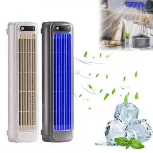 Climatiseur mural portable 3 vitesses ultra silencieux avec batterie 2000mAh rechargeable. Design compact pour cuisine, bureau, chambre. Idéal pour l'été.