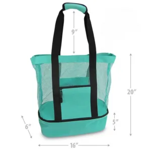 Grand Sac Isotherme de Plage en Maille – Sac Fourre-Tout avec Compartiment Glacière, Pique-Nique, Camping, 38x15x46 cm Exp. gratuit – Image 3