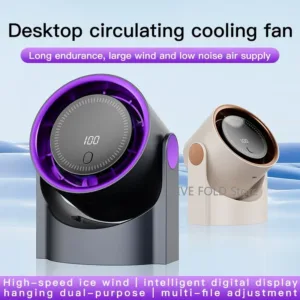 Ventilateur Sans Lame Intelligent USB – INSIS FEMME, 100 Vitesses, Silencieux, Mural ou Bureau, Intérieur & Camping, Recharge rapide – Image 6