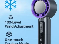 Ventilateur portable 100 vitesses avec refroidissement par glace en 1 seconde, batterie 4000 mAh. Idéal été, voyage, bureau. Silencieux, puissant, intelligent.