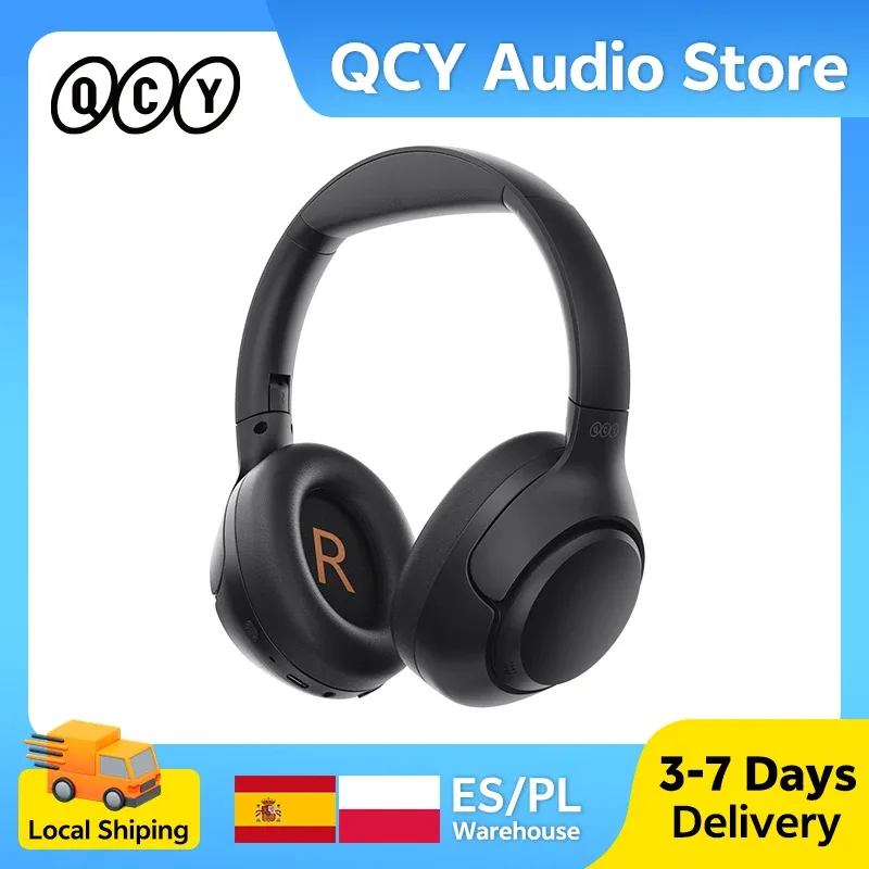 Casque Bluetooth Audio HD 60h Autonomie Exp. gratuit 1 Casque sans fil QCY H3 ANC avec audio Hi-Res, réduction active du bruit 43dB, 60h d'autonomie, Bluetooth 5.4 et mode jeu ultra-faible latence.