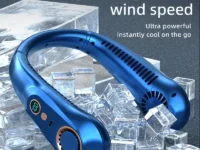 Ventilateur de cou OUSSIRRO 3000mAh – sans lame, rechargeable USB, léger et silencieux avec affichage numérique. Idéal été, sport, bureau, voyages & extérieur.