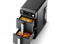 Préparez jusqu’à 4 plats en même temps avec la friteuse à air OYAJIA 10QT. Double panier, cuisson empilée, 6 fonctions, gain de place et 75% de gras en moins. Idéal pour familles nombreuses.