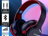  Profitez du son HiFi avec le casque sans fil Lenovo HD200 Bluetooth 5.0 : pliable, confortable, réduction active du bruit, parfait pour le gaming, la musique et le travail.