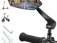 Rétroviseur de vélo rotatif 360° avec réflecteur, lentille HD 4,5", pour guidon 22-25 mm. Sécurité accrue pour cyclistes & trottinettes électriques.