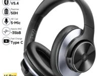 Casque Bluetooth ANC OneOdio A10 avec réduction de bruit hybride -35 dB, audio haute résolution, 40h d’autonomie, Bluetooth 5.4, micro intégré, confort premium.