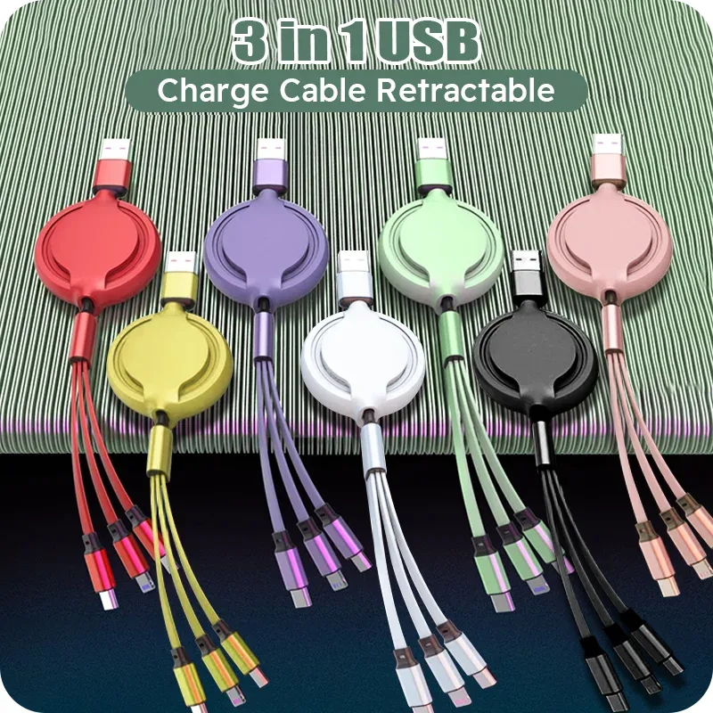 3 En 1 Câble USB Rétractable Charge Rapide Iphone Samsung Huawei Xiaomi 1 3 En 1 Câble USB Rétractable Charge Rapide Iphone Samsung Huawei Xiaomi.