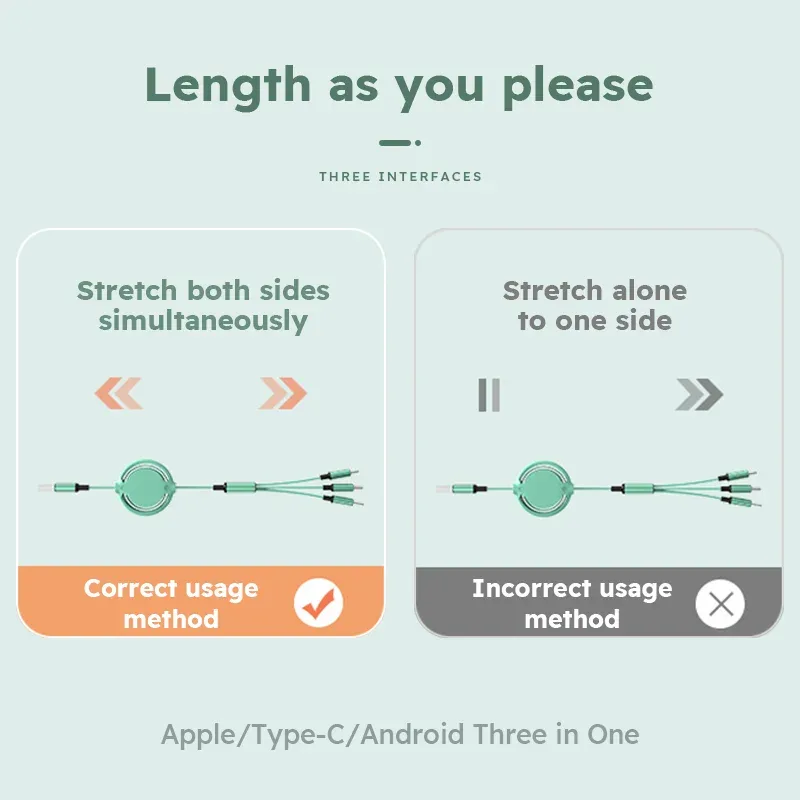 3 En 1 Câble USB Rétractable Charge Rapide Iphone Samsung Huawei Xiaomi 4 3 En 1 Câble USB Rétractable Charge Rapide Iphone Samsung Huawei Xiaomi – Image 4