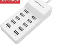 Chargez jusqu'à 10 appareils simultanément avec la station de recharge USB ILÉPO 50W. Compatible iPhone, Samsung, Xiaomi, Huawei. Charge rapide, sécurité intégrée. Idéal maison, bureau et voyage