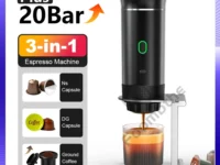 Machine à café expresso électrique Portable sans fil pour voiture camping  voyage 3 en 1, capsules et poudre