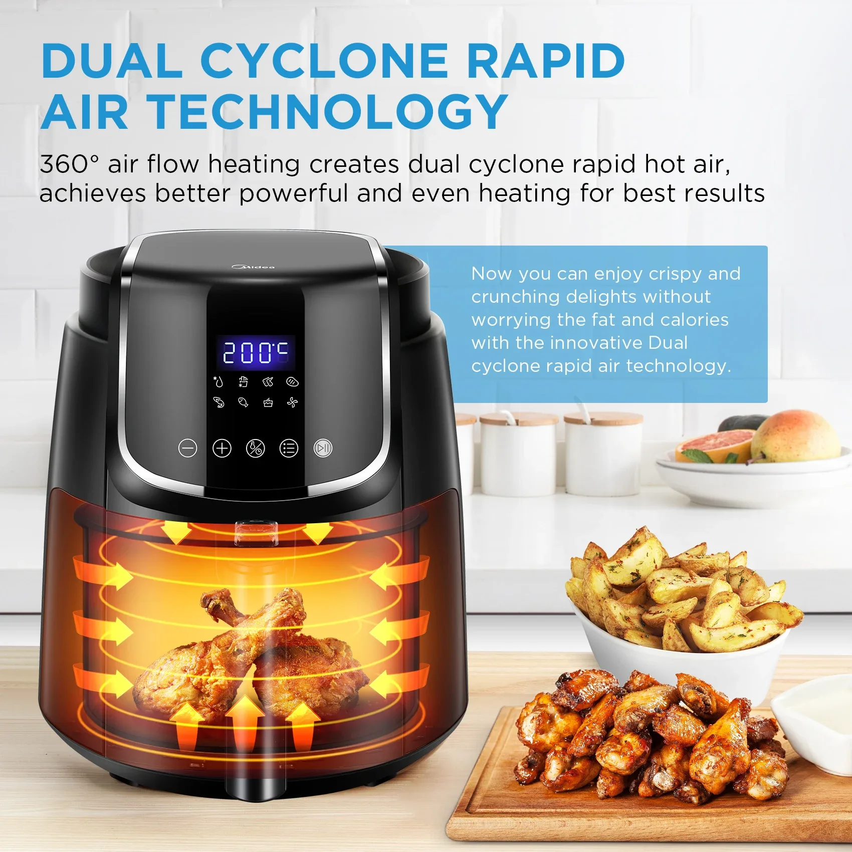 Air fryer Midea 4L 1500W 8 modes de cuisson Liv. gratuit 2 Air fryer Midea 4L 1500W 8 modes de cuisson Liv. gratuit – Image 2