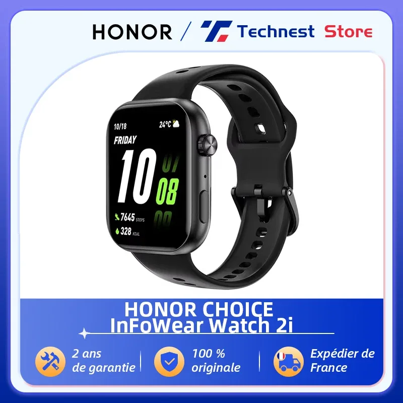 HONOR CHOICE InFoWear Watch 2i – Montre connectée AMOLED 1,85’’ | Étanche IP68, 10 jours d’autonomie, Bluetooth 5.3 Liv. gratuit 1 Découvrez la montre connectée HONOR InFoWear Watch 2i : écran AMOLED 1,85’’, étanche IP68, autonomie 10 jours, suivi santé & sommeil. Compatible Android & iOS.