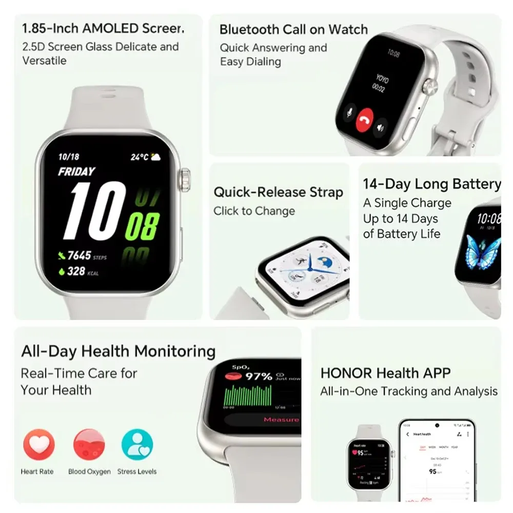 HONOR CHOICE InFoWear Watch 2i – Montre connectée AMOLED 1,85’’ | Étanche IP68, 10 jours d’autonomie, Bluetooth 5.3 Liv. gratuit 2 HONOR CHOICE InFoWear Watch 2i – Montre connectée AMOLED 1,85’’ | Étanche IP68, 10 jours d’autonomie, Bluetooth 5.3 Liv. gratuit – Image 2