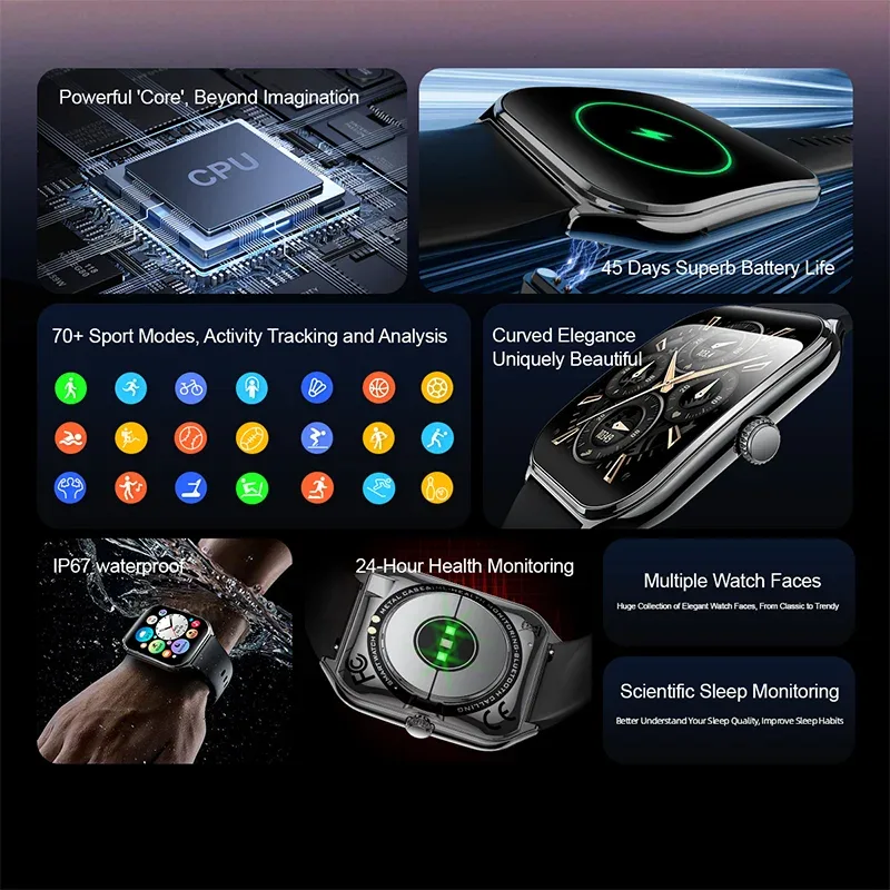 Montre Intelligente Ultra Mince 1.96" AMOLED 360*360 HD pour F / H Exp. gratuit 3 Montre Intelligente Ultra Mince 1.96" AMOLED 360*360 HD pour F / H Exp. gratuit – Image 3