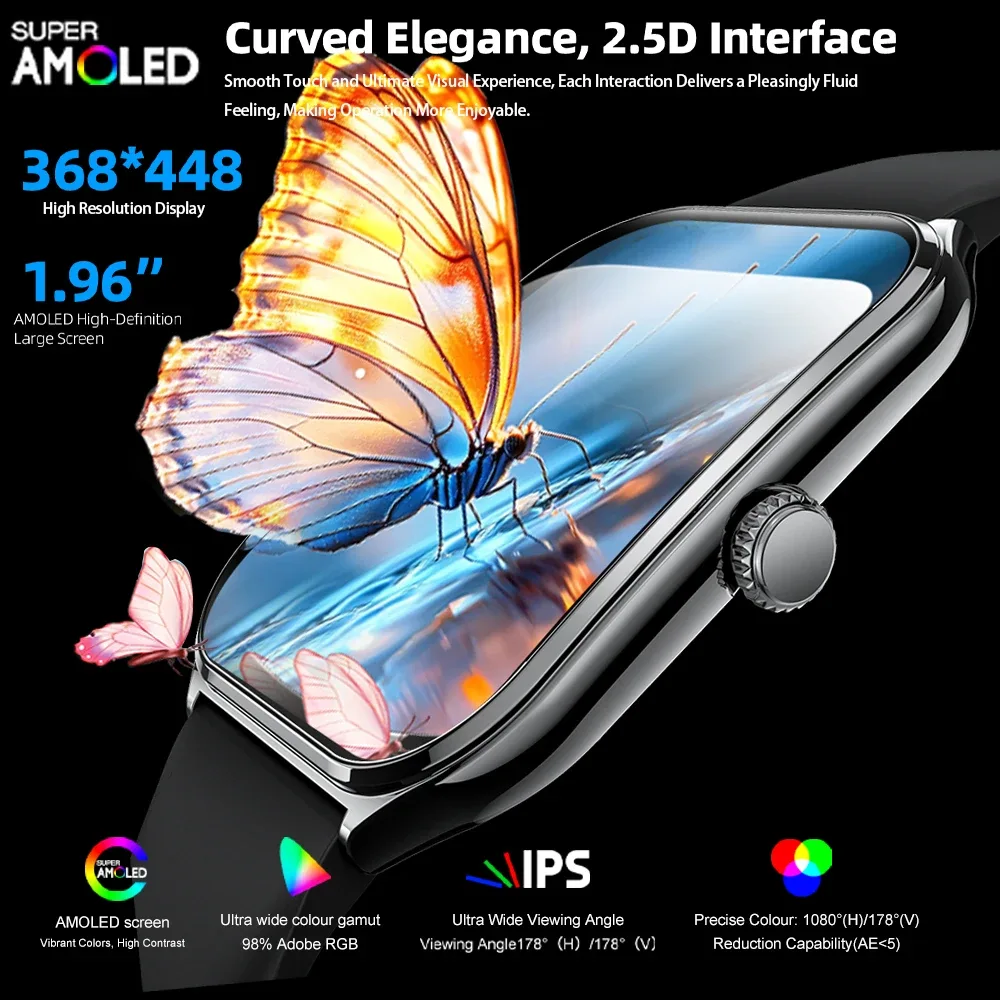 Montre Intelligente Ultra Mince 1.96" AMOLED 360*360 HD pour F / H Exp. gratuit 2 Montre Intelligente Ultra Mince 1.96" AMOLED 360*360 HD pour F / H Exp. gratuit – Image 2