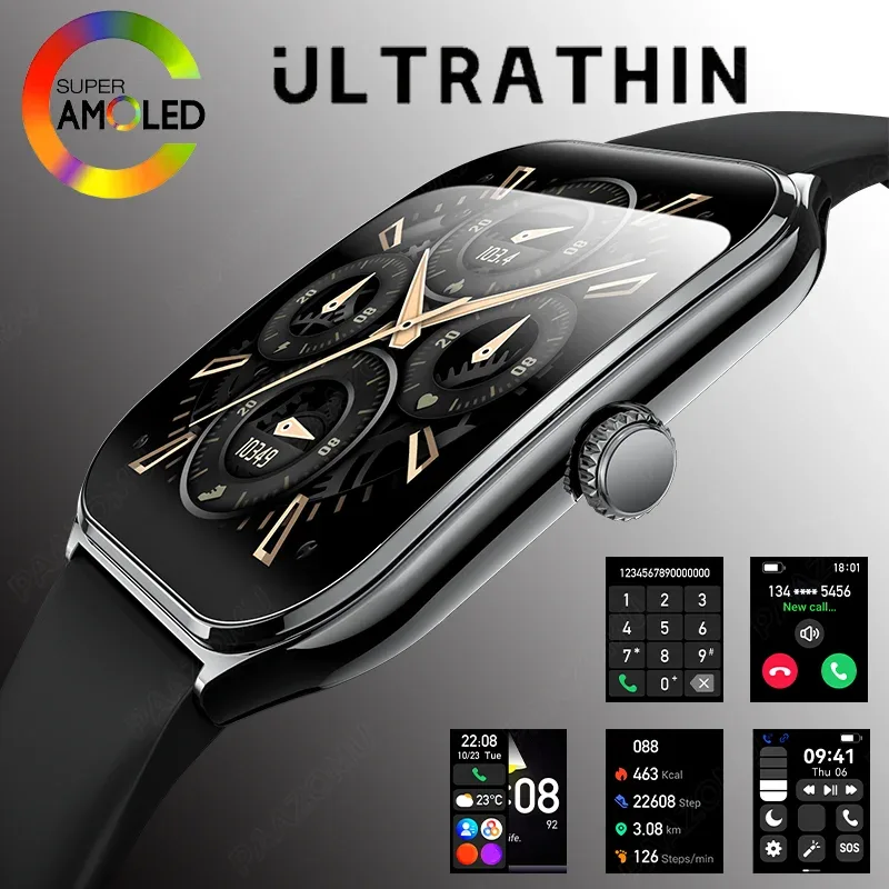 Montre Intelligente Ultra Mince 1.96" AMOLED 360*360 HD pour F / H Exp. gratuit 1 Découvrez cette montre intelligente ultra mince avec un écran AMOLED 1.96" HD 360*360, un suivi des activités, un moniteur de fréquence cardiaque et de sommeil. Parfaite pour un usage quotidien ou sportif, compatible avec iOS et Android.