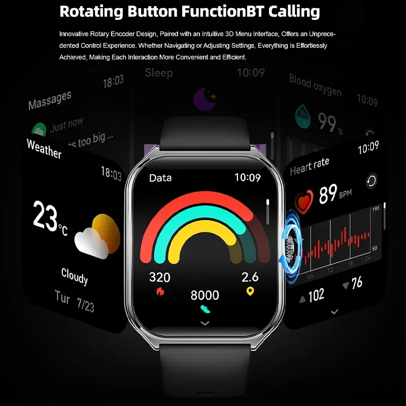 Montre Intelligente Ultra Mince 1.96" AMOLED 360*360 HD pour F / H Exp. gratuit 4 Montre Intelligente Ultra Mince 1.96" AMOLED 360*360 HD pour F / H Exp. gratuit – Image 4