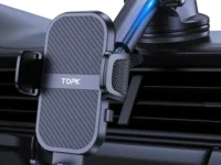 Découvrez le support de téléphone TOPK D46N pour tableau de bord et pare-brise. Stable, rotatif 360°, universel et compatible iPhone & Android jusqu’à 6,7 pouces