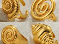 Sublimez votre style avec la bague torsadée vintage en forme de coquille spirale plaquée or 18 carats. Bijou minimaliste unisexe, idéal mariage, anniversaire ou cadeau élégant.