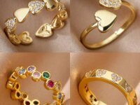 Bagues Cœur Géométrique en Zircon – Acier Inoxydable Plaqué Or 18K Femme