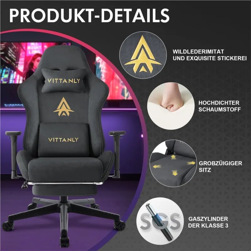 Chaise de Jeu Ergonomique Kitinjoy en Daim Liv. gratuit 2 Chaise de Jeu Ergonomique Kitinjoy en Daim Liv. gratuit – Image 2