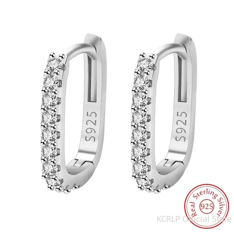 Boucles d'oreilles créoles circulaires en argent Liv. rapide 1 Boucles d’oreilles créoles circulaires en argent Sterling 925 & cristal – Élégance intemporelle féminine