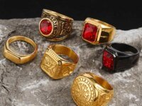 Bague homme rétro VNOX en acier inoxydable, design sculpté géométrique, style hip hop moderne. Hypoallergénique, durable, idéale en cadeau Saint-Valentin.