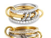 Bagues empilables femme en acier inoxydable plaqué or 18 carats avec zircone cubique. Bijoux élégants, tendance et parfaits pour la Saint Valentin.