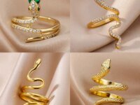 Bague serpent en zircon plaquée or 18 carats, acier inoxydable, réglable et unisexe. Bijou vintage gothique élégant, idéal cadeau.