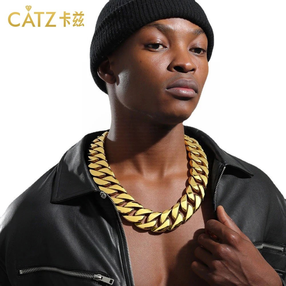 Chaîne cubaine Punk 31 mm en acier inoxydable Port. rapide 1 CATZ – Chaîne cubaine Punk 31 mm en acier inoxydable 316L, collier homme XXL étanche, style urbain affirmé
