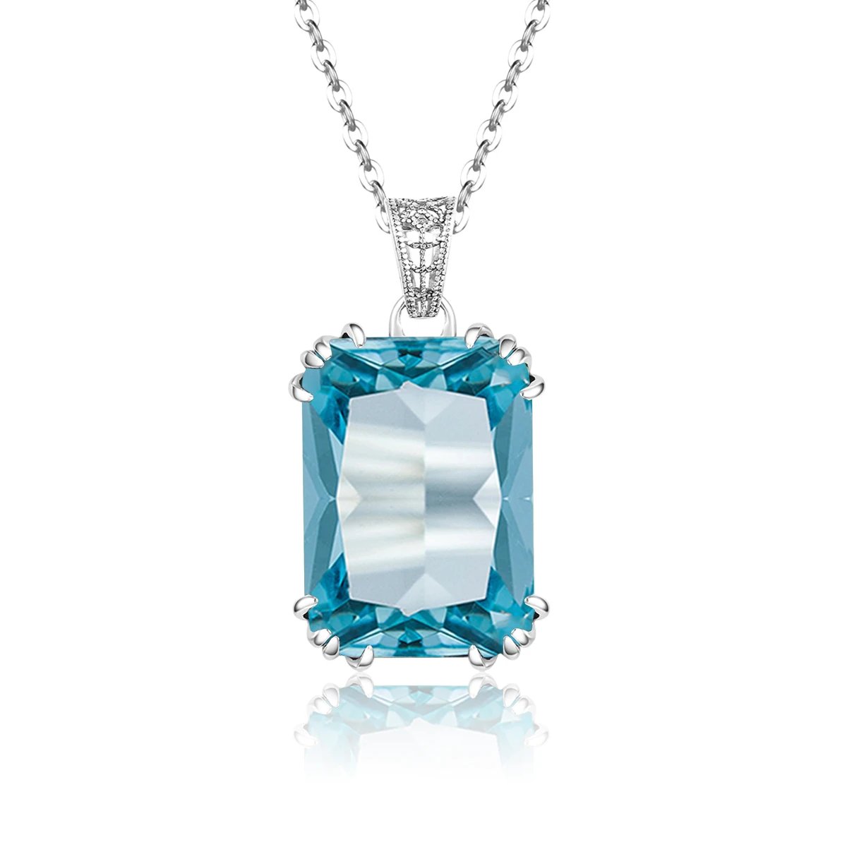 Collier Argent Sterling 925 Aigue-Marine â Pendentif Luxe Filigrane Vintage Femme 1 Collier argent sterling 925 aigue-marine avec pendentif filigrane vintage. Bijou fin plaquĂ© rhodium, hypoallergĂ©nique, idĂ©al cadeau femme luxe et fĂȘtes.