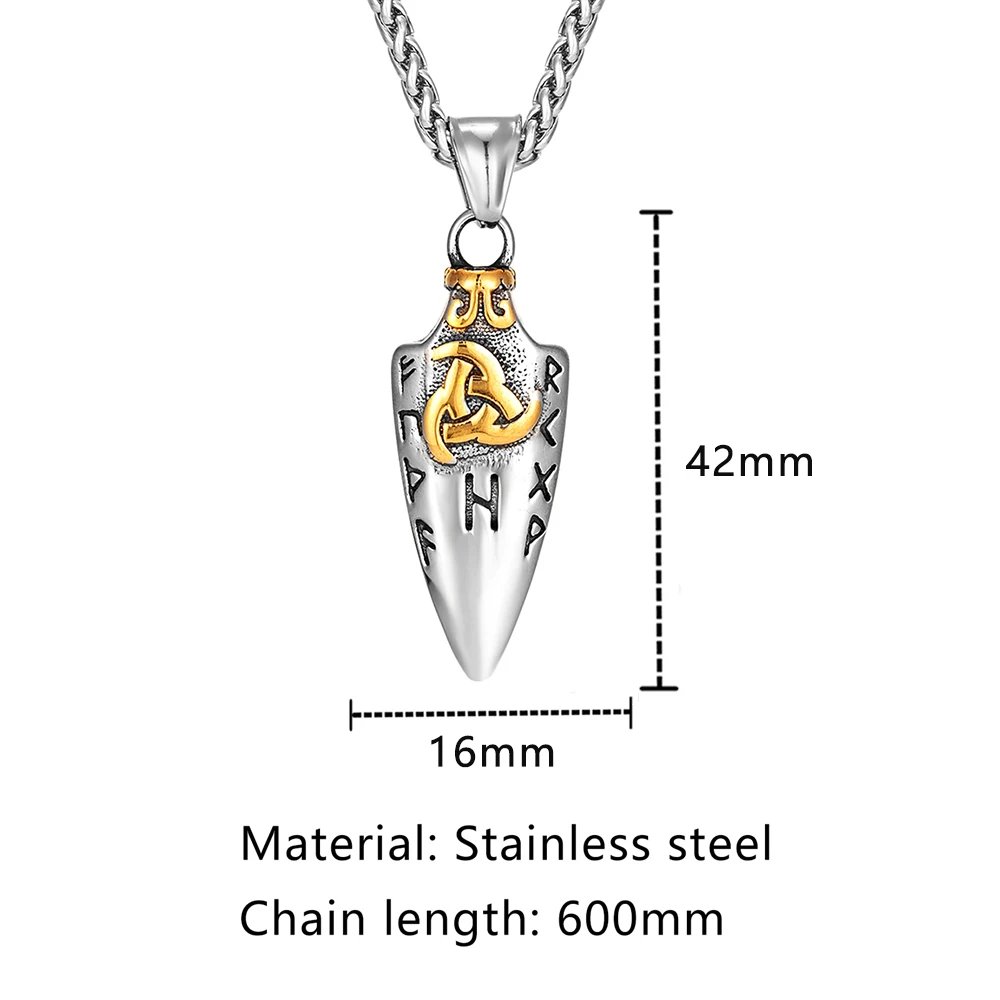 Collier Runes d’Odin & Valknut pendentif flèche Valknut pour homme Pot. rapide 4 Collier Runes d’Odin & Valknut pendentif flèche Valknut pour homme Pot. rapide – Image 4