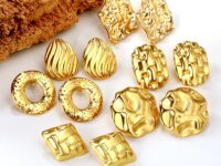 Boucles d’oreilles rondes plaqué or 18K en acier inoxydable hypoallergénique. Clous géométriques élégants pour femme et fille, parfaits pour mariage, fête ou quotidien.