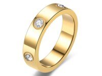 Bague unisexe en acier inoxydable avec zirconium brillant, largeur 5 mm. Résistante, élégante et moderne. Idéale comme cadeau homme ou femme.